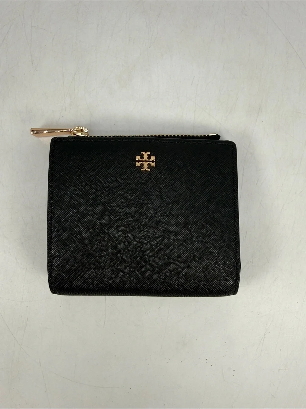 Tory Burch Black Bi-Fold Wallet Card Holder Snap Closure
